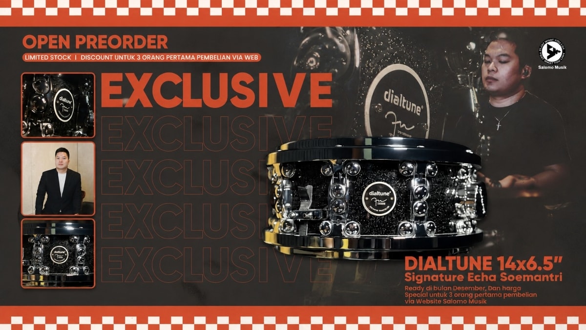 (PRE-ORDER EKSKLUSIF) Snare Drum Echa Soemantri Signature by Dialtune Sudah Tiba. Pre-Order Sekarang, Hanya di Salomo Musik. (PRE-ORDER EKSKLUSIF) Snare Drum Echa Soemantri Signature by Dialtune Sudah Tiba. Pre-Order Sekarang, Hanya di Salomo Musik.