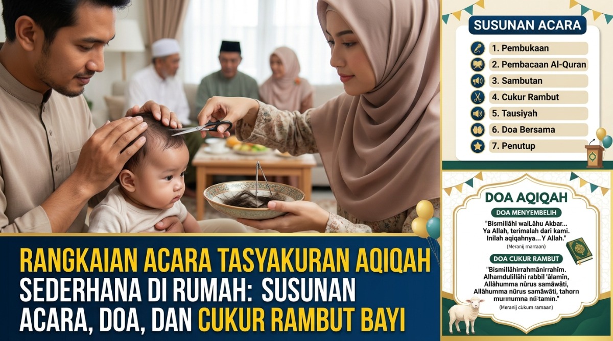 Rangkaian Acara Tasyakuran Aqiqah Sederhana di Rumah: Susunan Acara, Doa, dan Cukur Rambut Bayi Rangkaian Acara Tasyakuran Aqiqah Sederhana di Rumah: Susunan Acara, Doa, dan Cukur Rambut Bayi