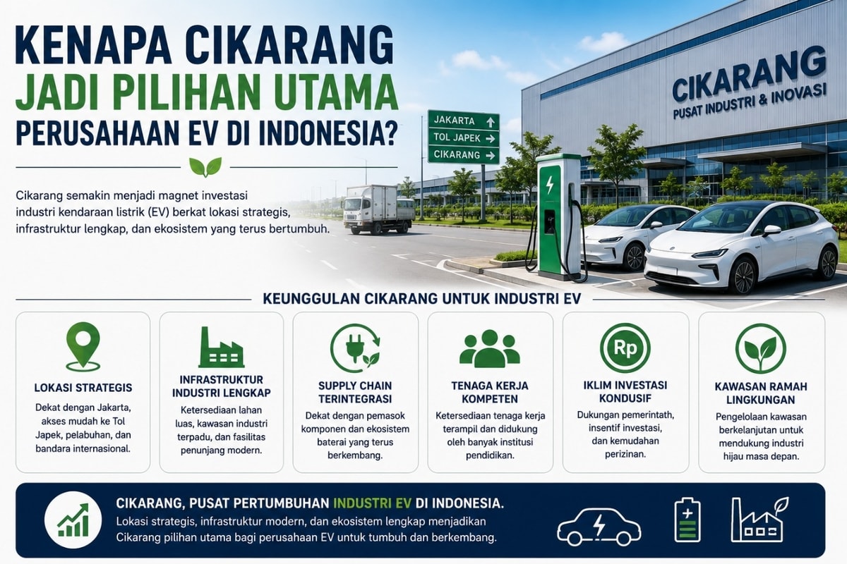 Kenapa Cikarang Jadi Pilihan Utama Perusahaan EV di Indonesia Kenapa Cikarang Jadi Pilihan Utama Perusahaan EV di Indonesia