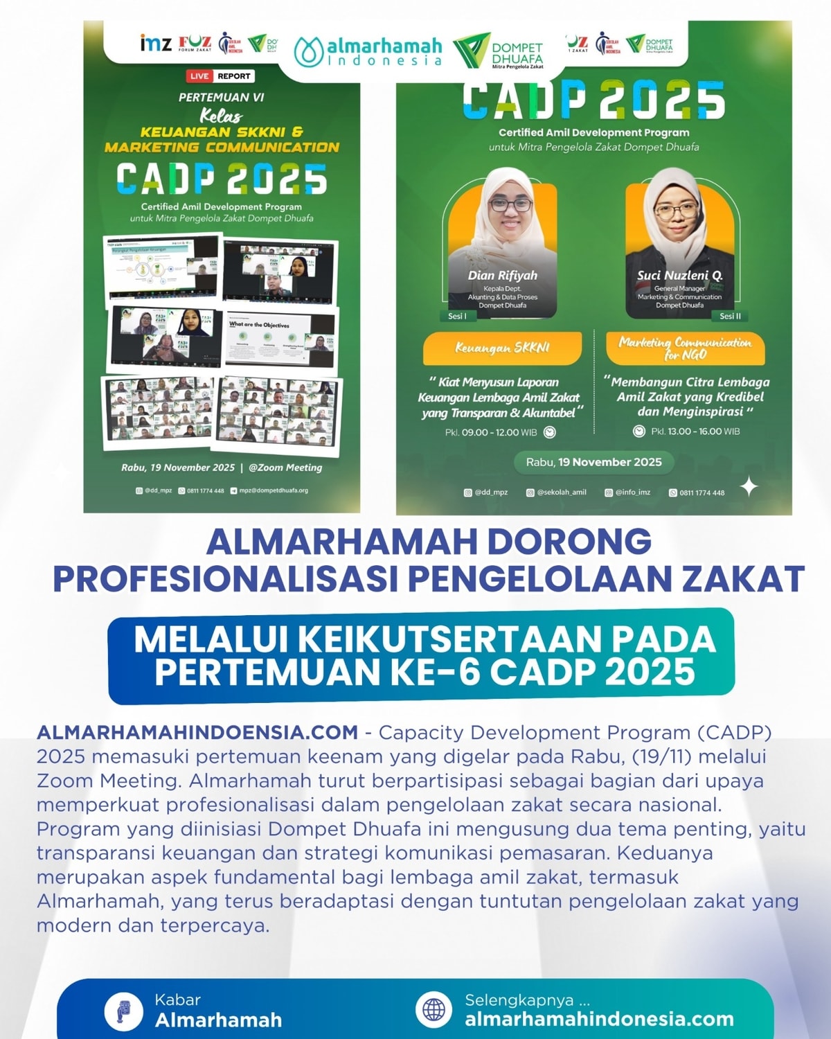 Almarhamah Dorong Profesionalisasi Pengelolaan Zakat Melalui Keikutsertaan pada Pertemuan ke-6 CADP 2025 Almarhamah Dorong Profesionalisasi Pengelolaan Zakat Melalui Keikutsertaan pada Pertemuan ke-6 CADP 2025