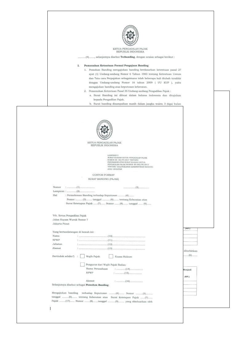surat banding pajak surat banding pajak
