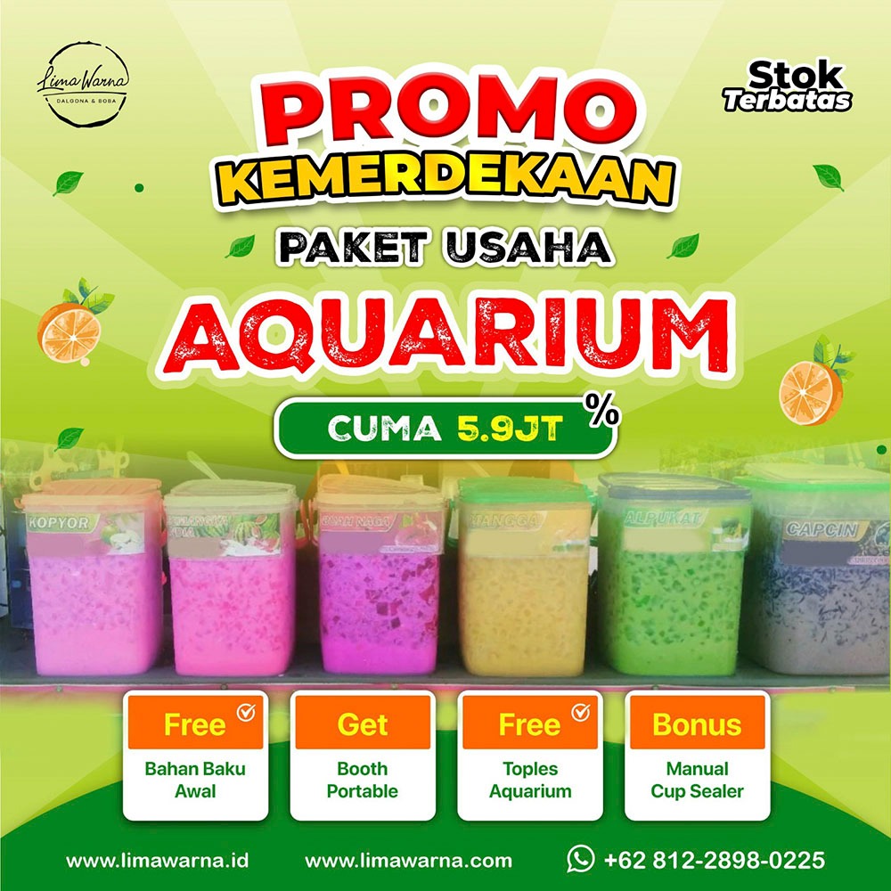 Lima Warna Promo kemerdekaan paket usaha es aquarium