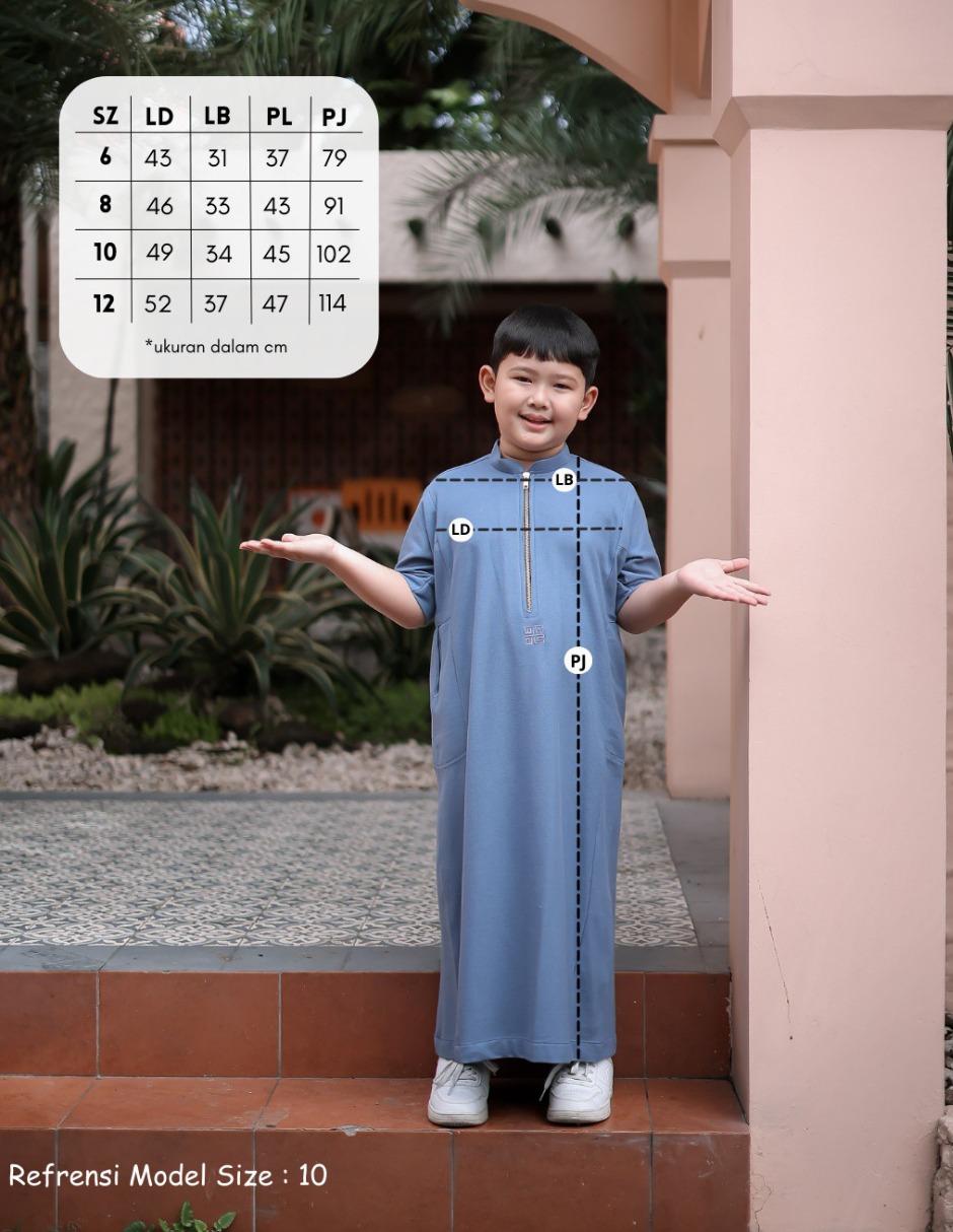 Size chart Thobe Slimfit Kautsar for Kids