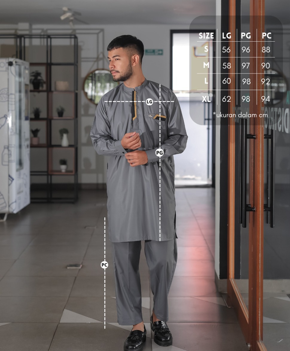 Size chart Gamis Set Pakistan Rouhan