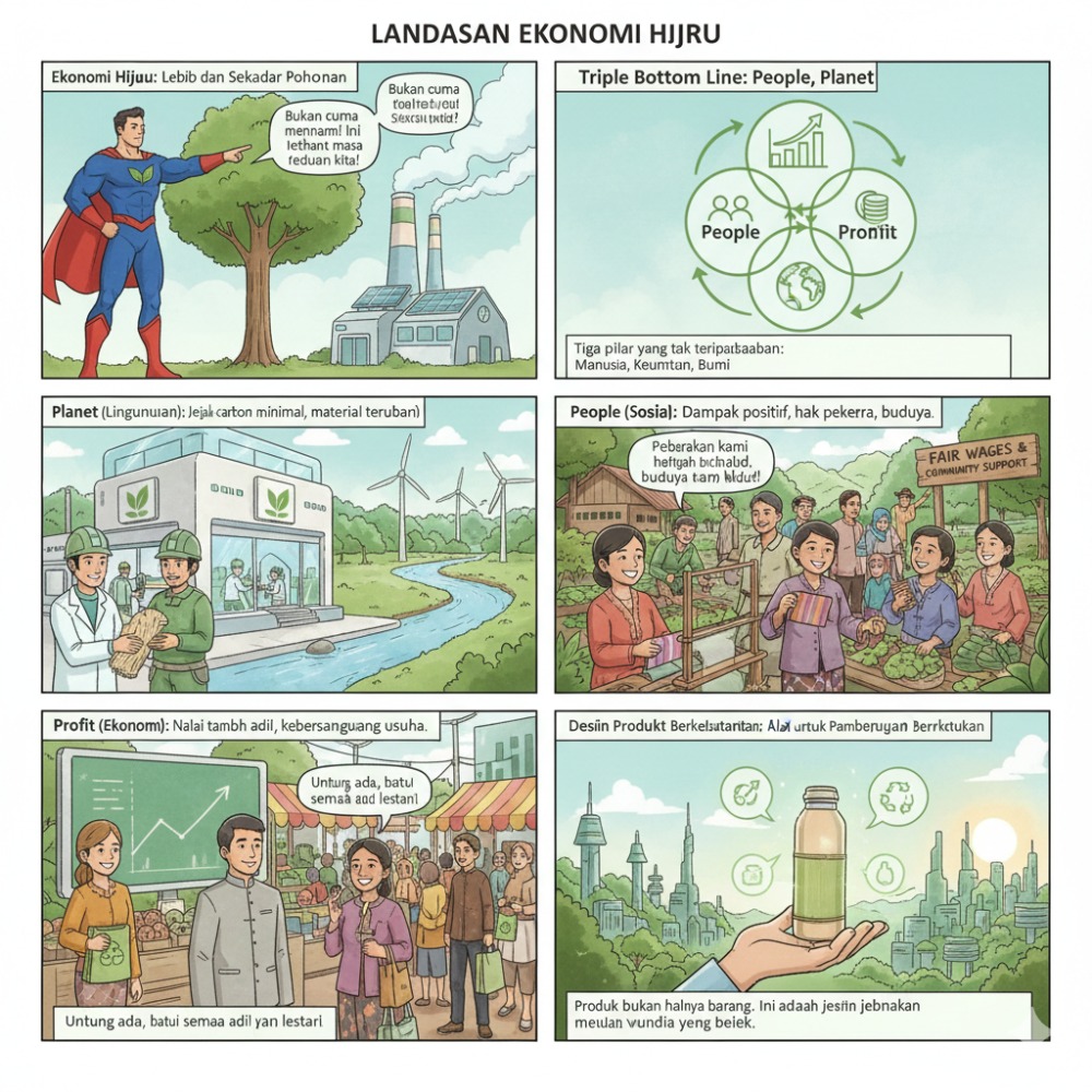 Ilustrasi landasan ekonomi hijau - Gemini