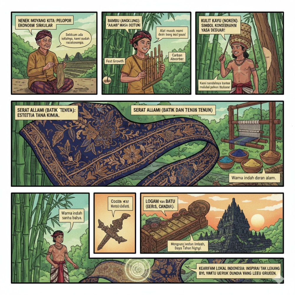 Ilustrasi kearifan lokal indonesia - Gemini