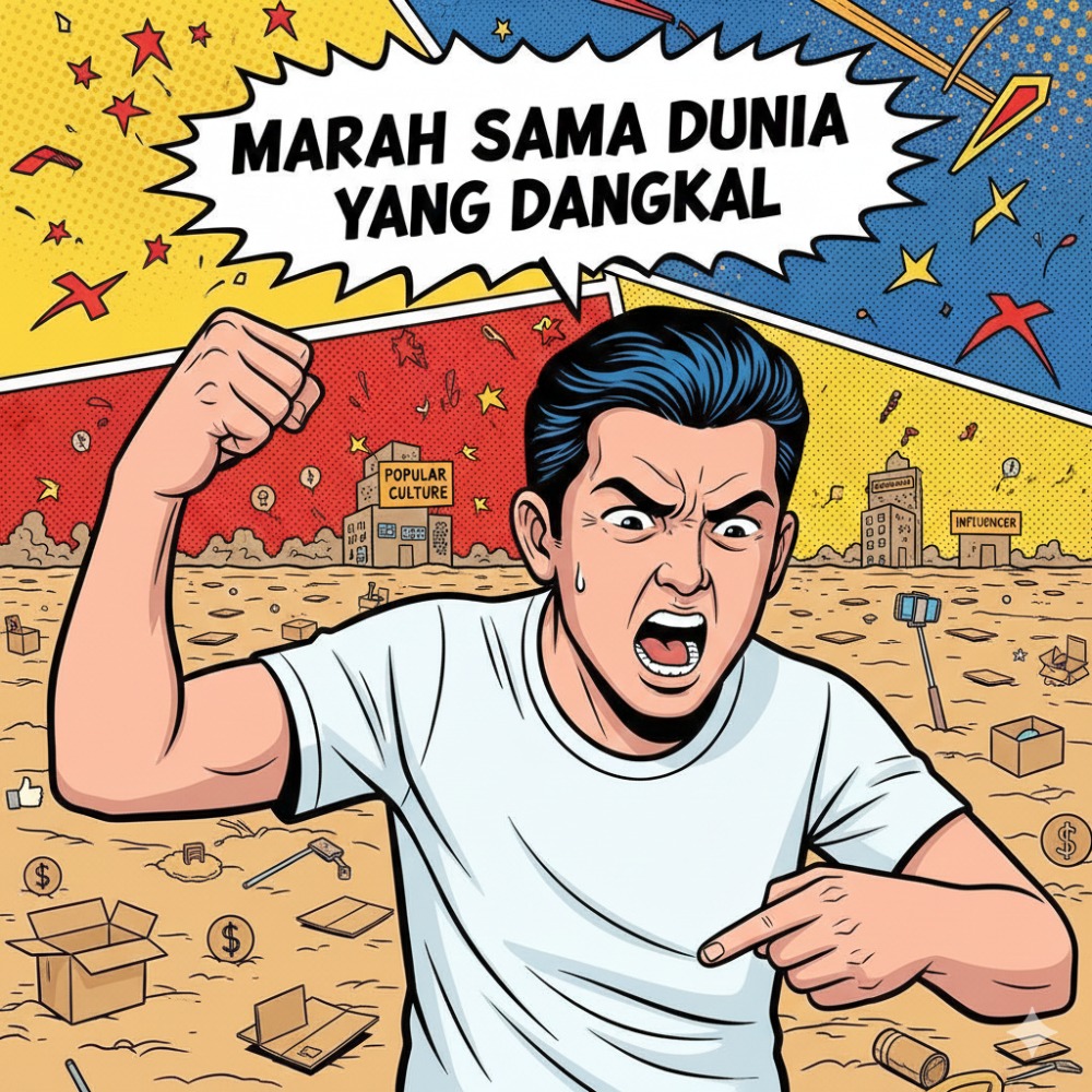 Ilustrasi marah sama dunia yang dangkal (Gemini)