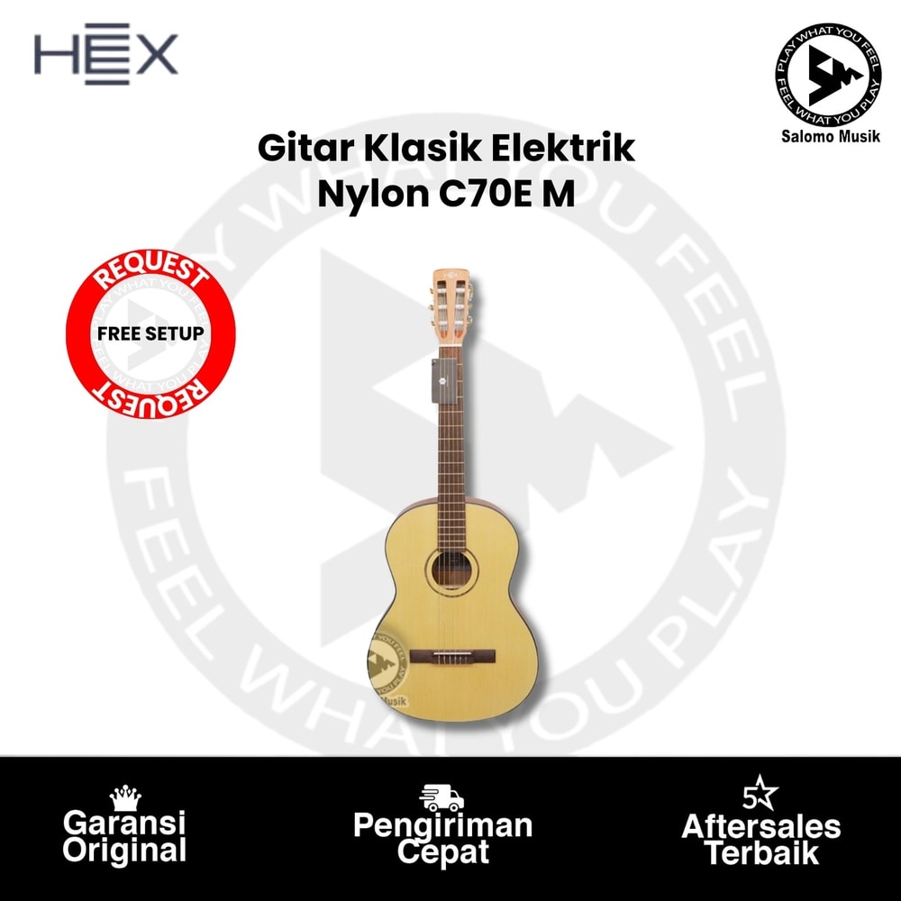 Gitar Klasik Elektrik Nylon Hex C70E M