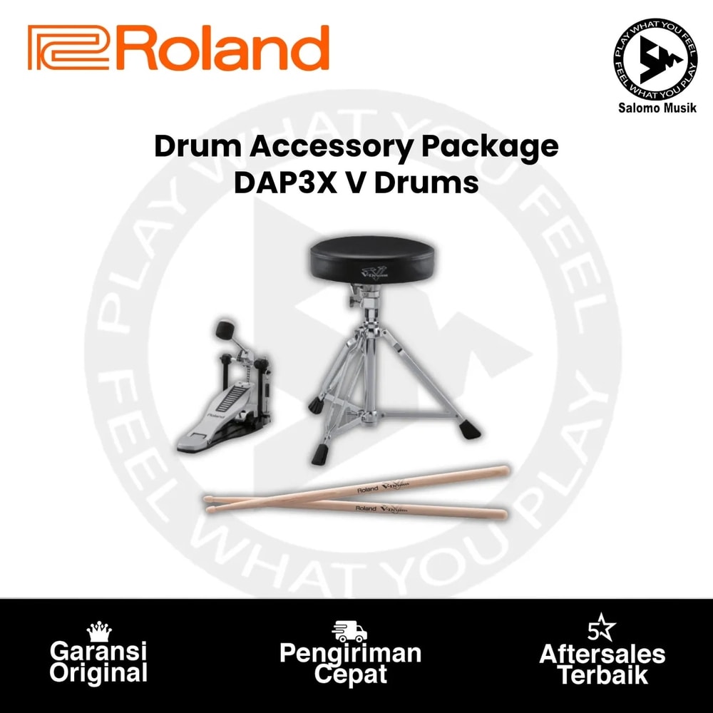 Drum Accessory Package Roland DAP-3X V-Drums Accessory Package, Kick Pedal, Drumsticks and Drum Throne
