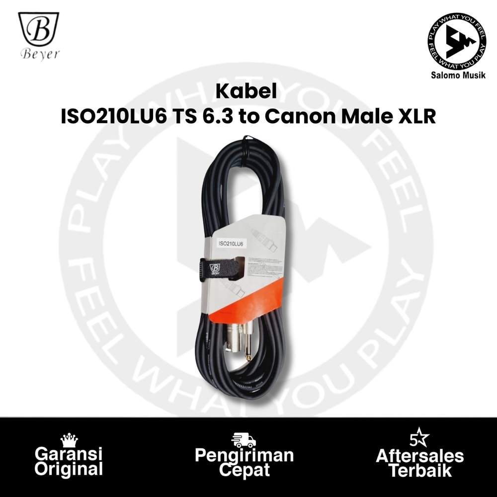 Kabel Beyer ISO210LU6 TS Akai Mono 6.3 to Canon Male XLR Jack Speaker Cable 6 Meters