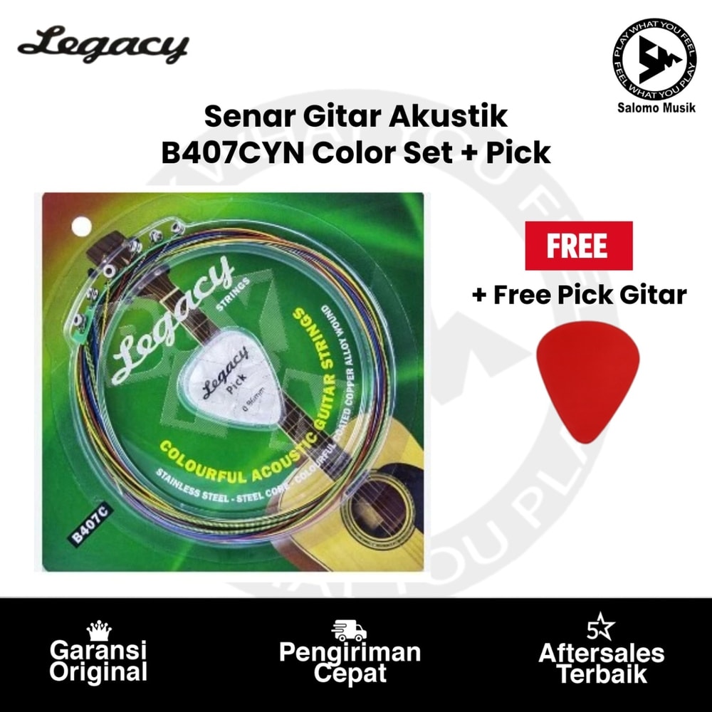 Senar Gitar Akustik Legacy B407CYN Color Set + Pick