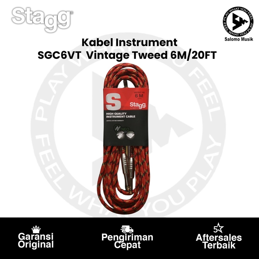 Kabel Instrument Stagg SGC6VT Vintage Tweed 6M/20FT Red