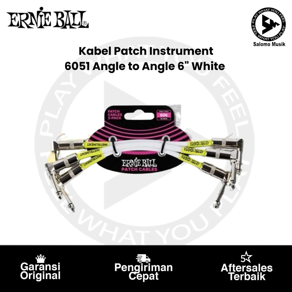 Kabel Patch Instrument Ernie Ball P06051 Angle to Angle 6" White
