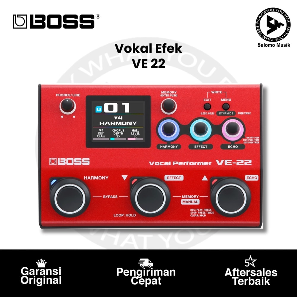 Pedal Effect Vokal Efek BOSS VE-22 Vocal Effects Processor Performer