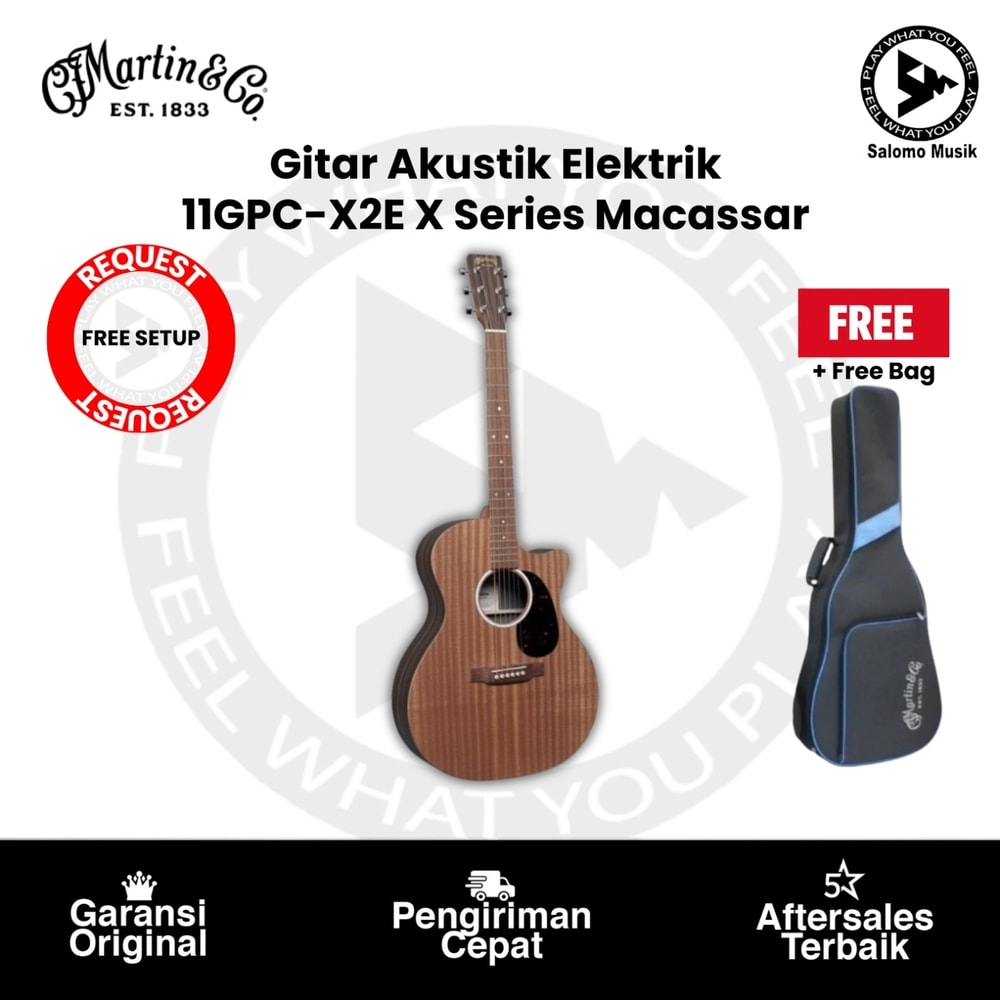 Gitar Akustik Martin & Co 11GPC-X2E X Series Macassar Acoustic Guitar Original + Free Bag