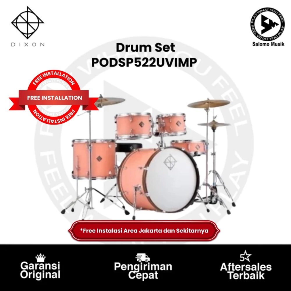 Drum Set Dixon PODSP522UVIMP Pink Soar Drum + Stand Cymbal Not Include