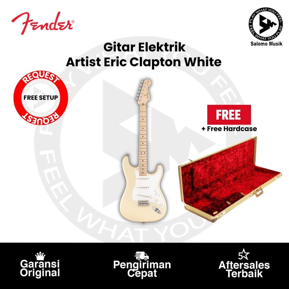 Gitar Elektrik Fender Artist Eric Clapton Stratocaster Guitar Maple Neck Olympic White Original + Free Hardcase