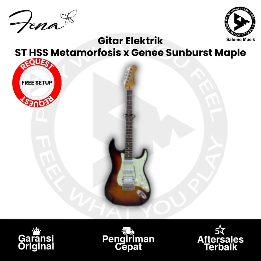 Gitar Elektrik Fena ST HSS Metamorfosis x Genee Sunburst Maple Original