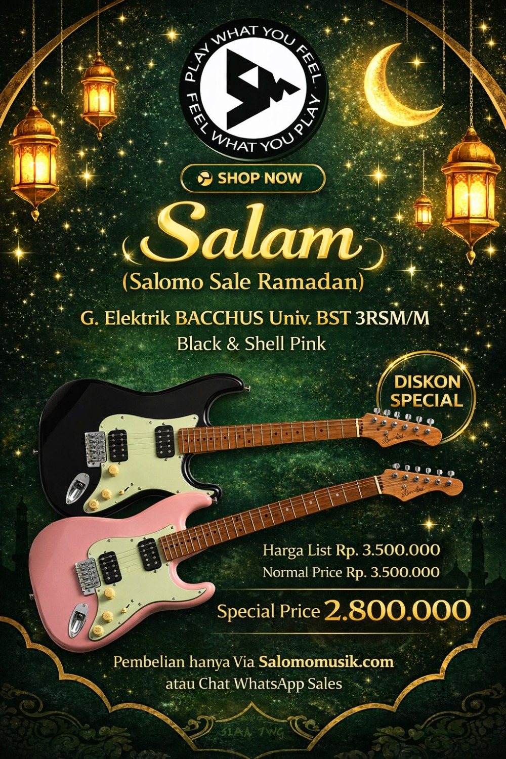 Promo SALAM (Salomo Sale Ramadan). Gitar Elektrik Bacchus BST 3RSM/M Original Harga Spesial!