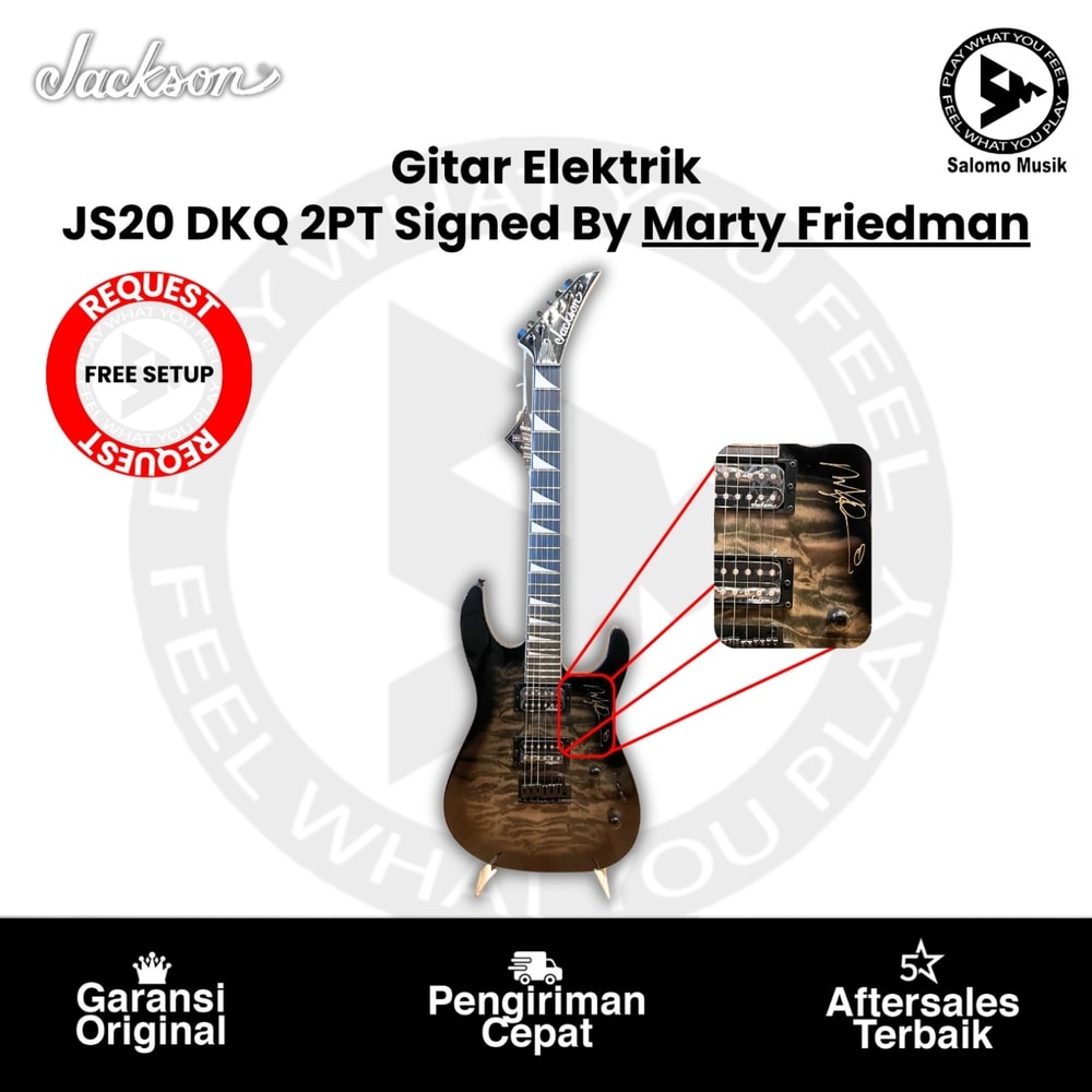 (EXCLUSIVE) Gitar Elektrik Jackson JS Series Dinky JS20 DKQ 2PT Signed By Marty Friedman Original