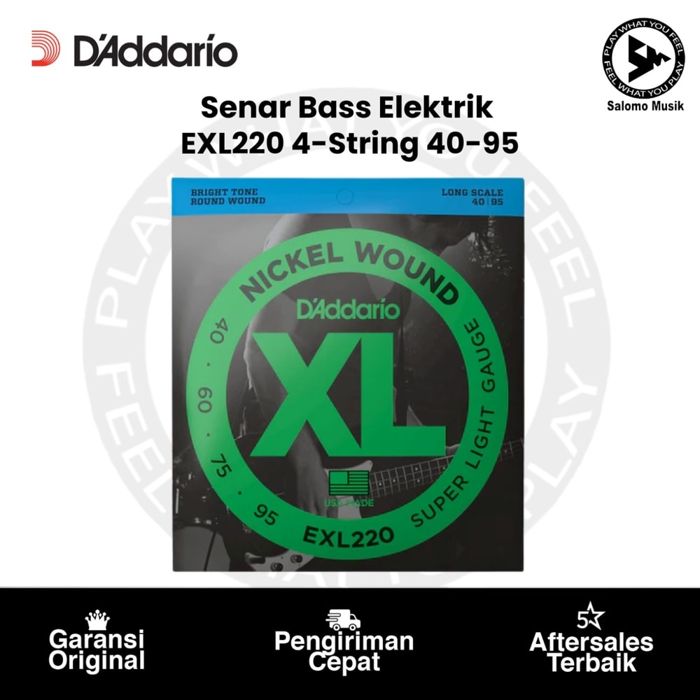 Senar Bass Elektrik D'Addario EXL220 Nickel Wound Super Light Long Scale 40-95 Original
