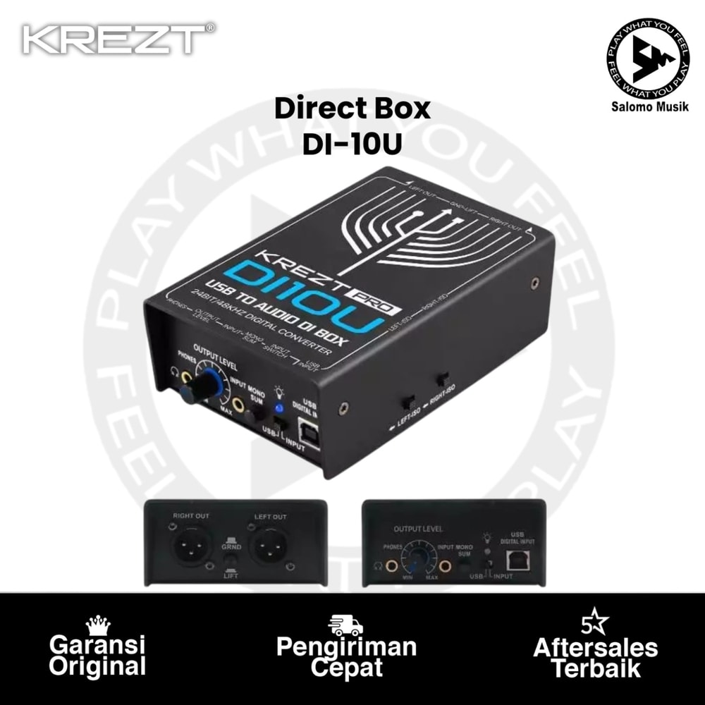 Direct Box KREZT PRO DI-10U USB Direct Box Stereo USB to XLR Balanced Audio