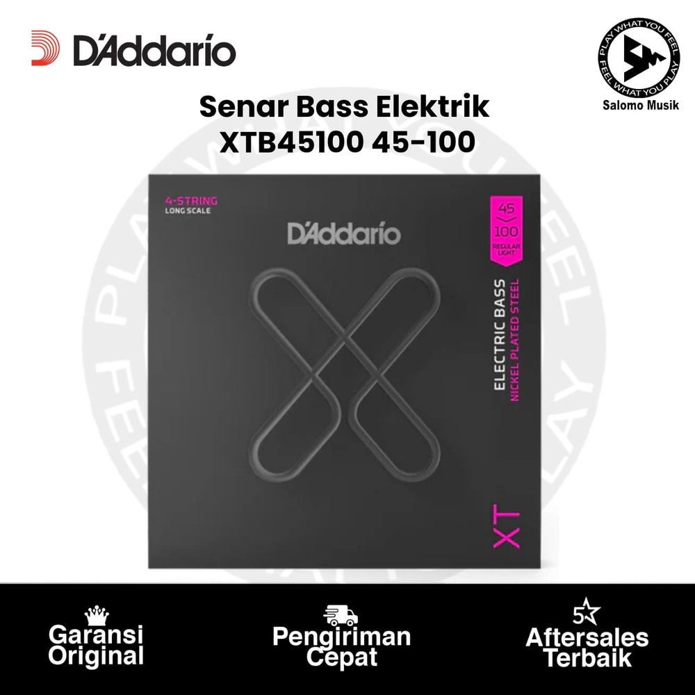 Senar Bass Elektrik D'Addario XTB45100 XT Nickel Plated Steel Long Scale Regular Light 45-100 Original