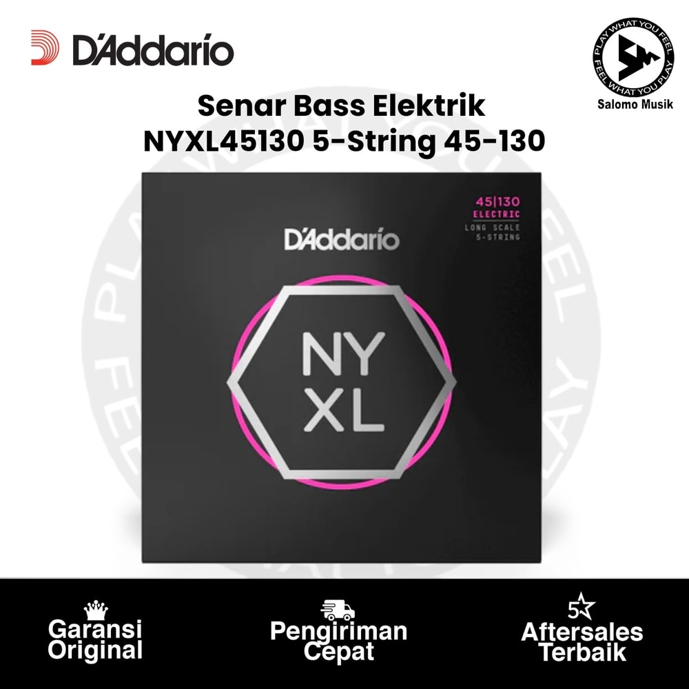 Senar Bass Elektrik D'Addario NYXL45130 NYXL 5-String Long Scale Regular Light 45-130 Original