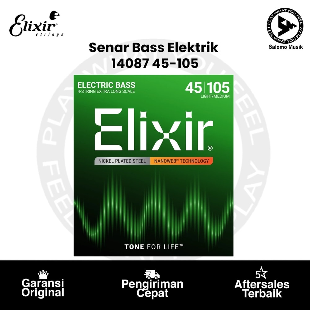 Senar Bass Elektrik Elixir 14087 Nanoweb Medium/Extra Long Scale 4-String 45-105