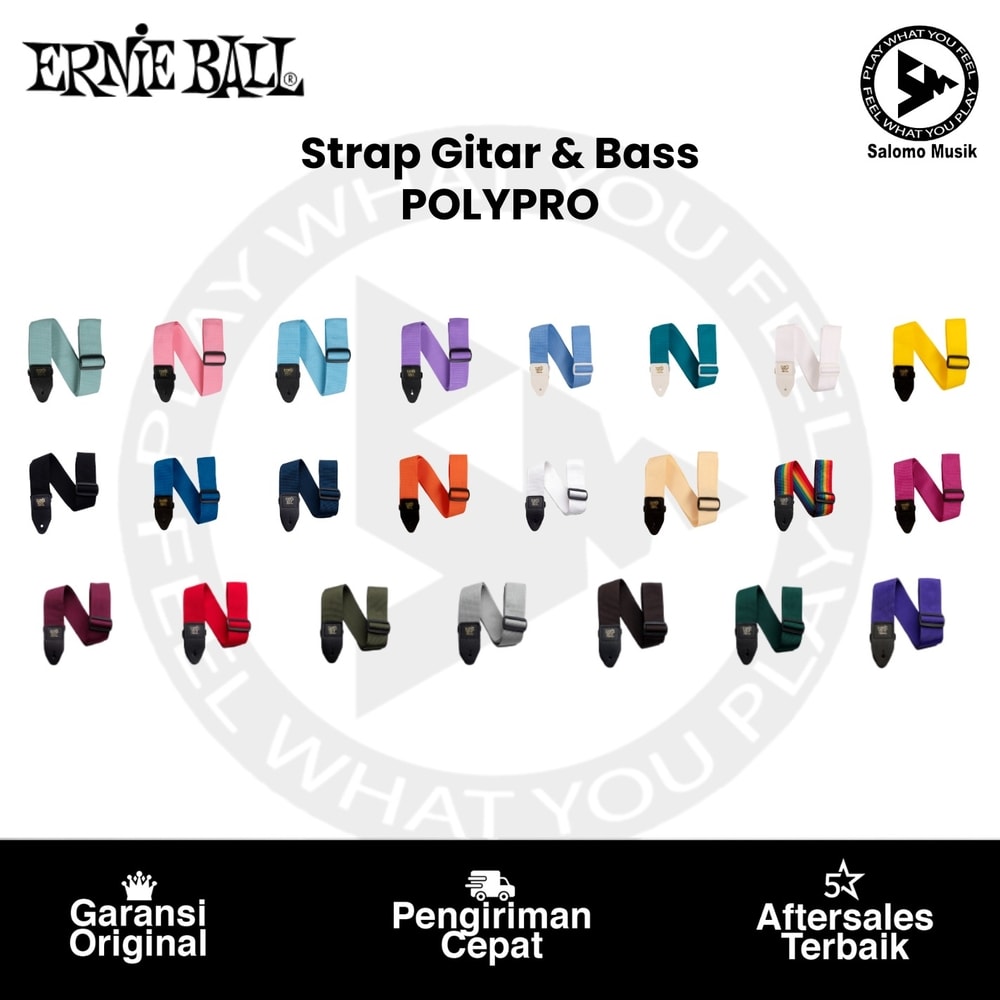 Strap Gitar & Bass Ernie Ball Polypro Varian Warna