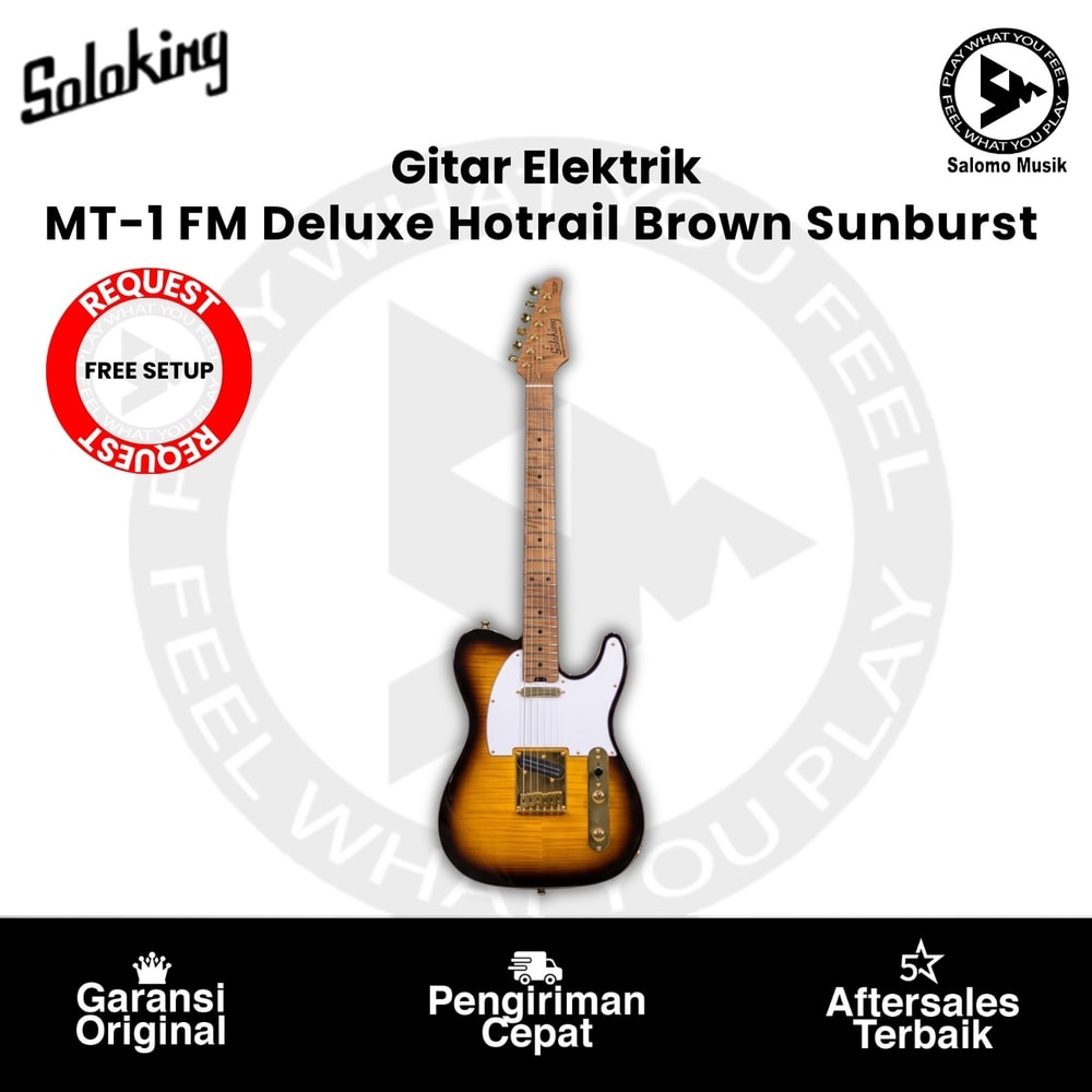 Gitar Elektrik Soloking MT-1 FM 22 Deluxe Hotrail T-Style One Piece Roasted Flame Neck Brown Sunburst