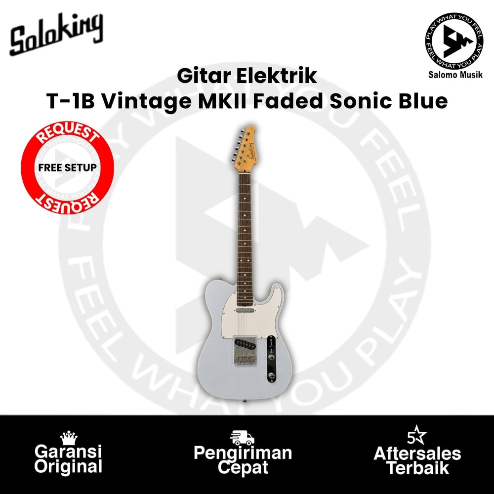 Gitar Elektrik Soloking T-1B Vintage MKII Roasted Maple Neck Rosewood FB Faded Sonic Blue