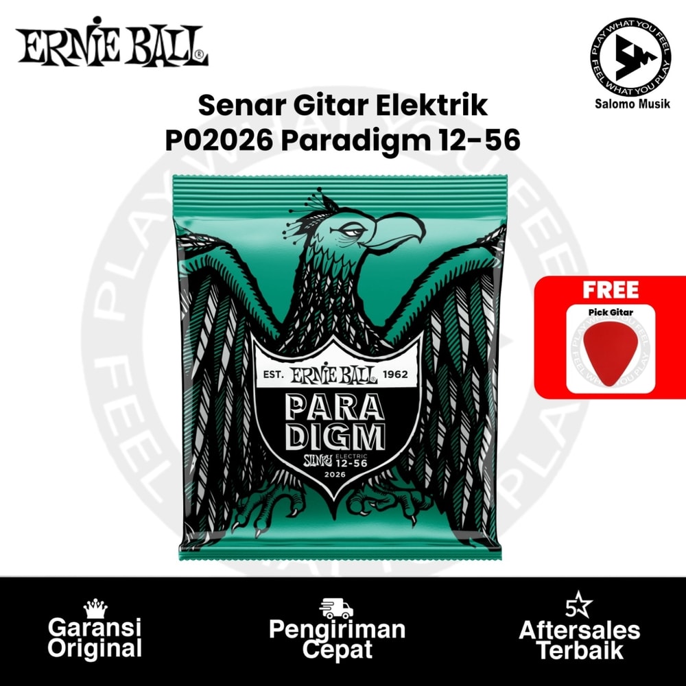 Senar Gitar Elektrik Ernie Ball P02026 Paradigm Not Even Slinky 12-56 Original + Free Pick Gitar