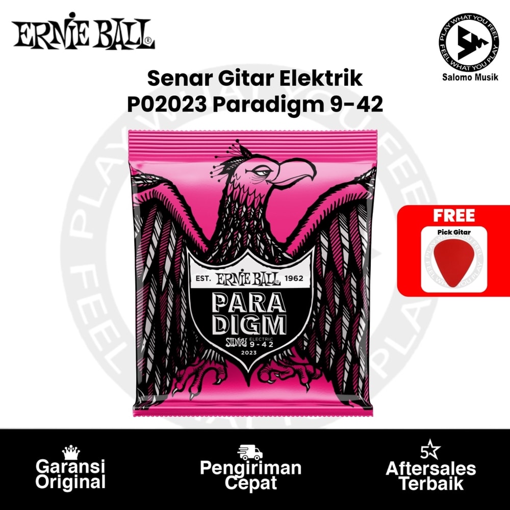 Senar Gitar Elektrik Ernie Ball P02023 Paradigm Super Slinky 9-42 + Free Pick Gitar