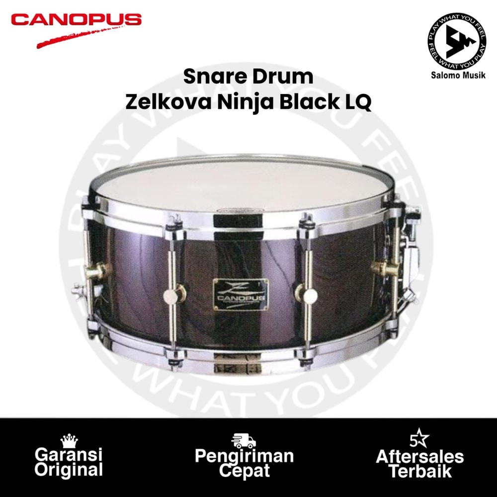 Snare Drum Canopus Zelkova Snare Drum Ninja Black Lacquer