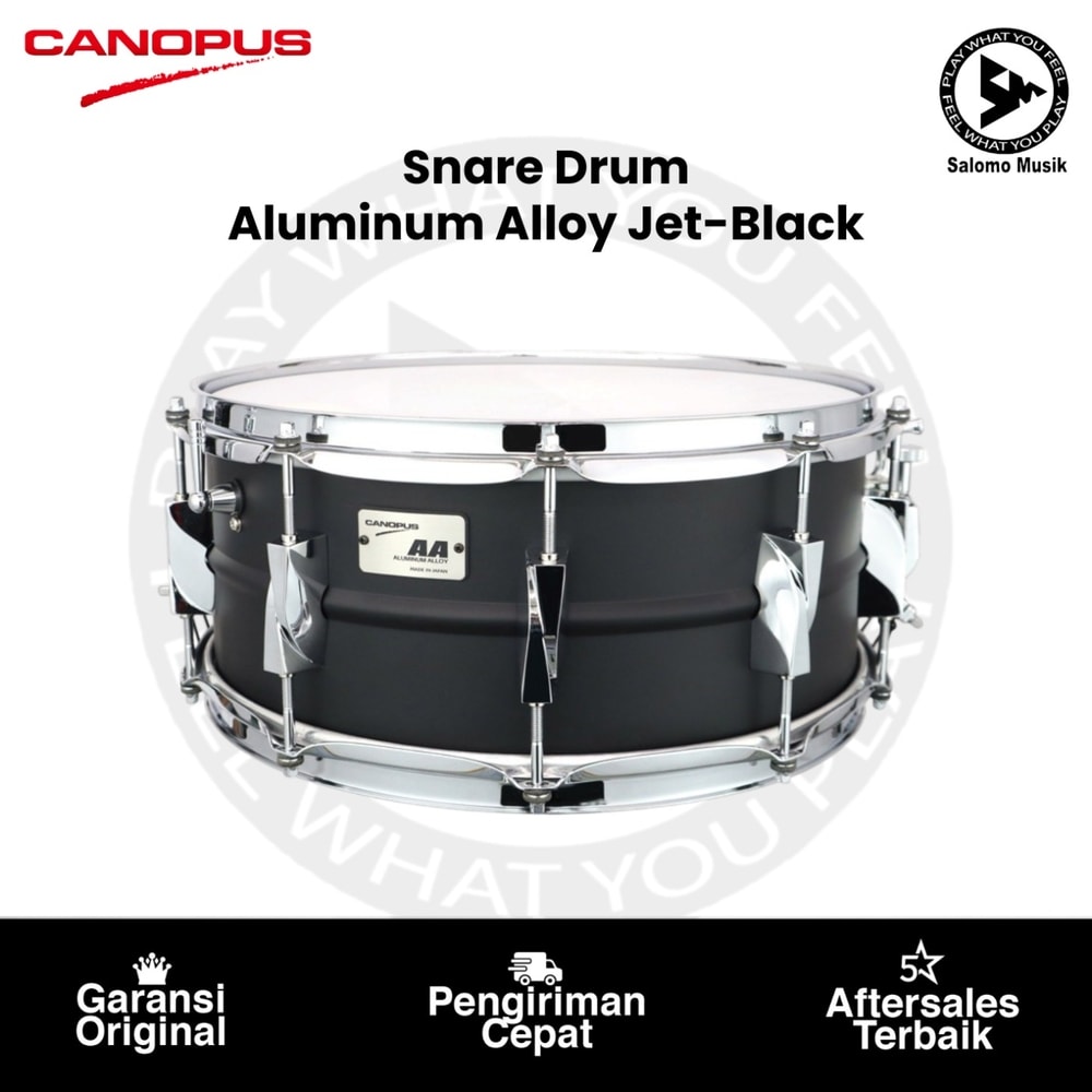 Snare Drum Canopus Aluminum Alloy Snare Drum Jet-Black Aluminum Alloy 14 X 6