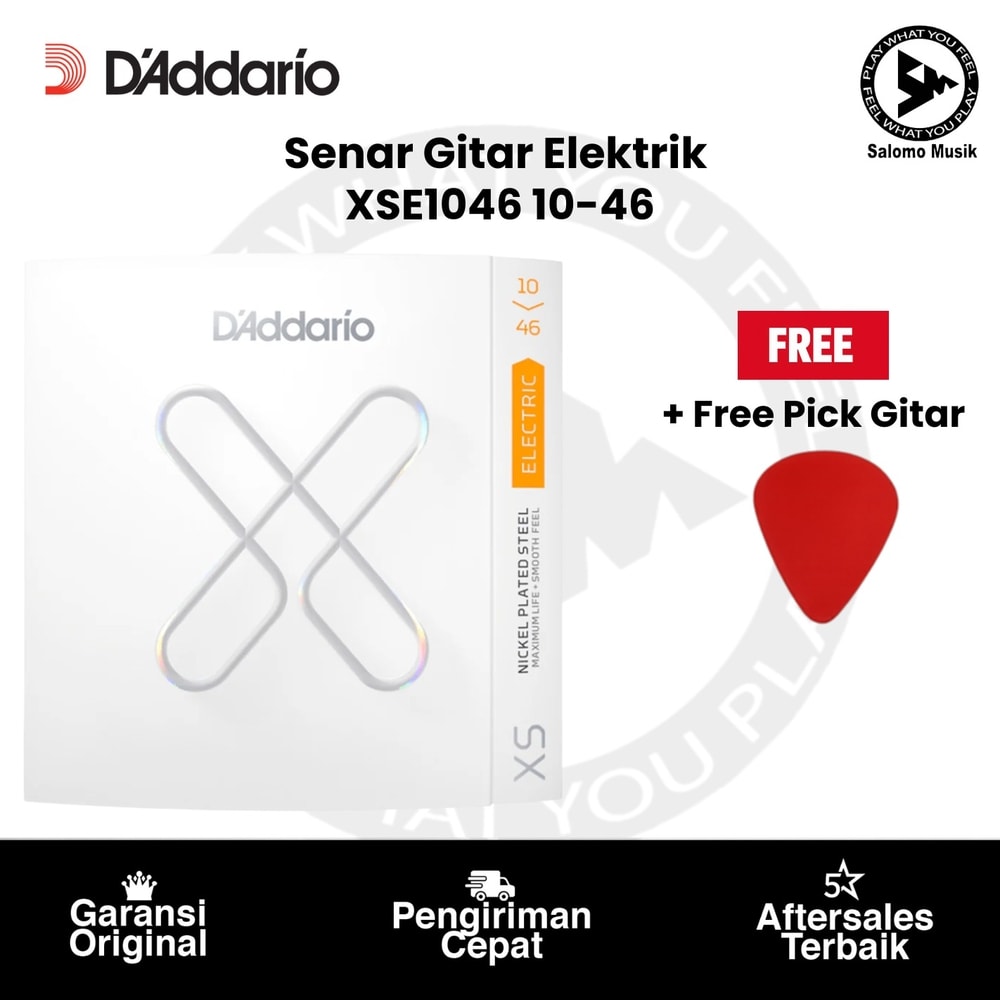 Senar Gitar Elektrik D'Addario XSE1046 Nickel-plated Steel Coated Regular Light 10-46 Original + Free Pick Gitar