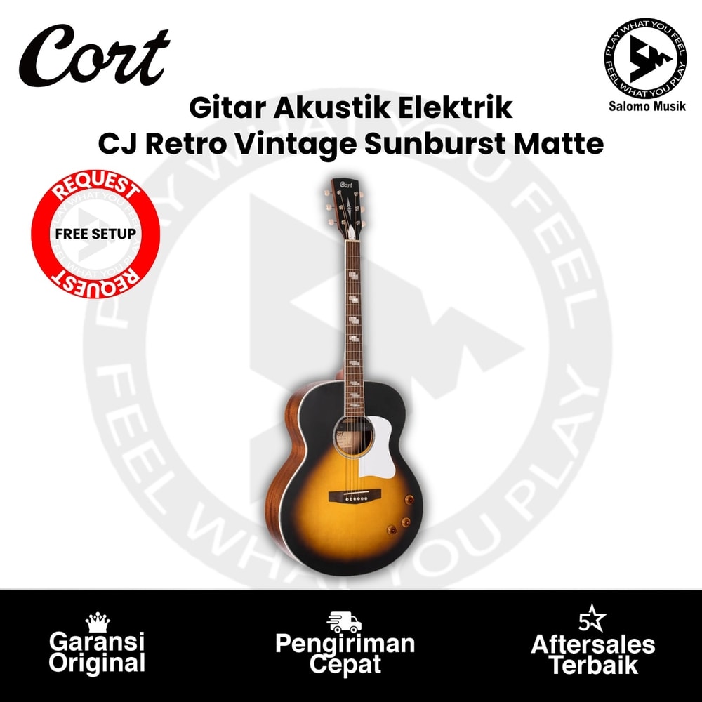 Gitar Akustik Elektrik Cort CJ Retro Vintage Sunburst Matte