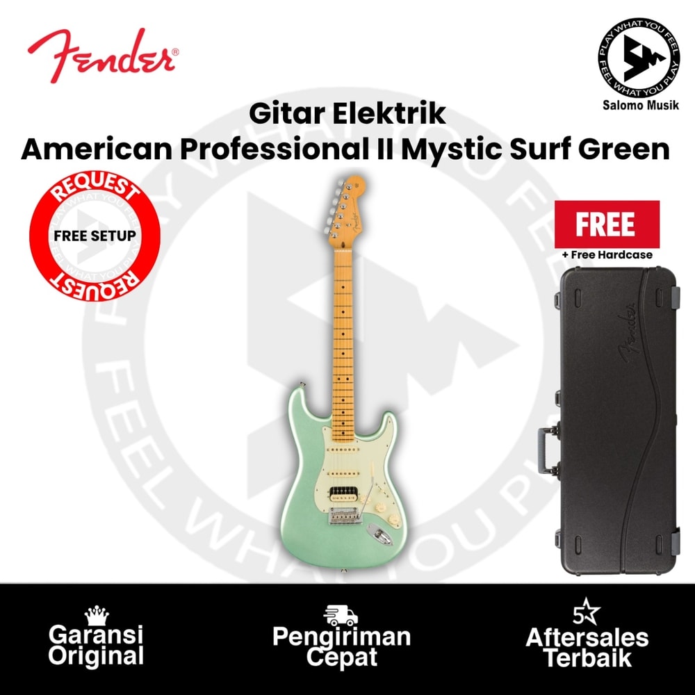 Gitar Elektrik Fender American Professional II HSS Stratocaster Maple FB Mystic Surf Green + Free Hardcase