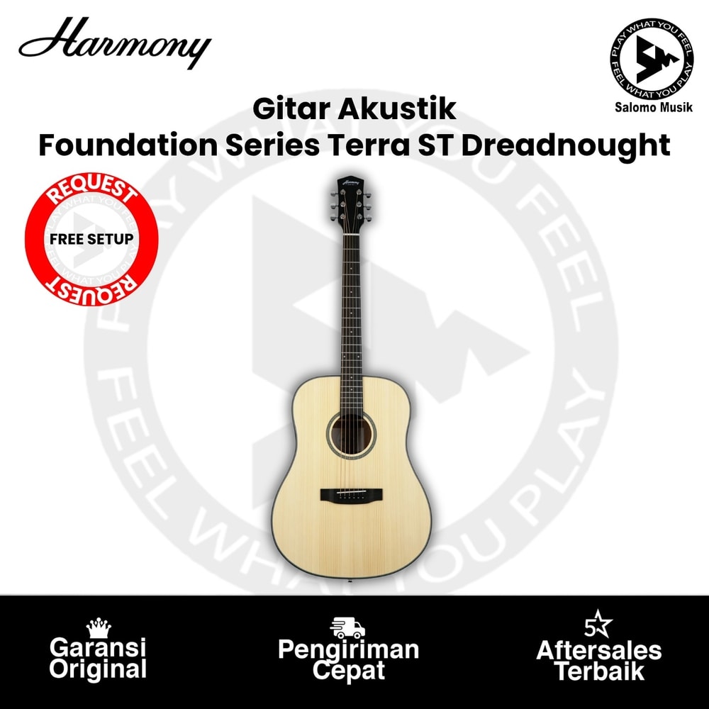 Gitar Akustik Harmony Foundation Series Terra ST Dreadnought Natural Satin
