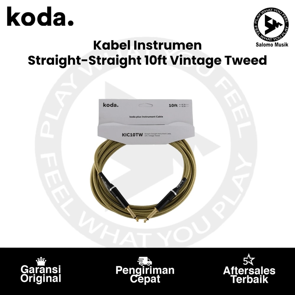 Kabel Instrumen Koda Plus KIC10TW Straight-Straight 10ft Vintage Tweed