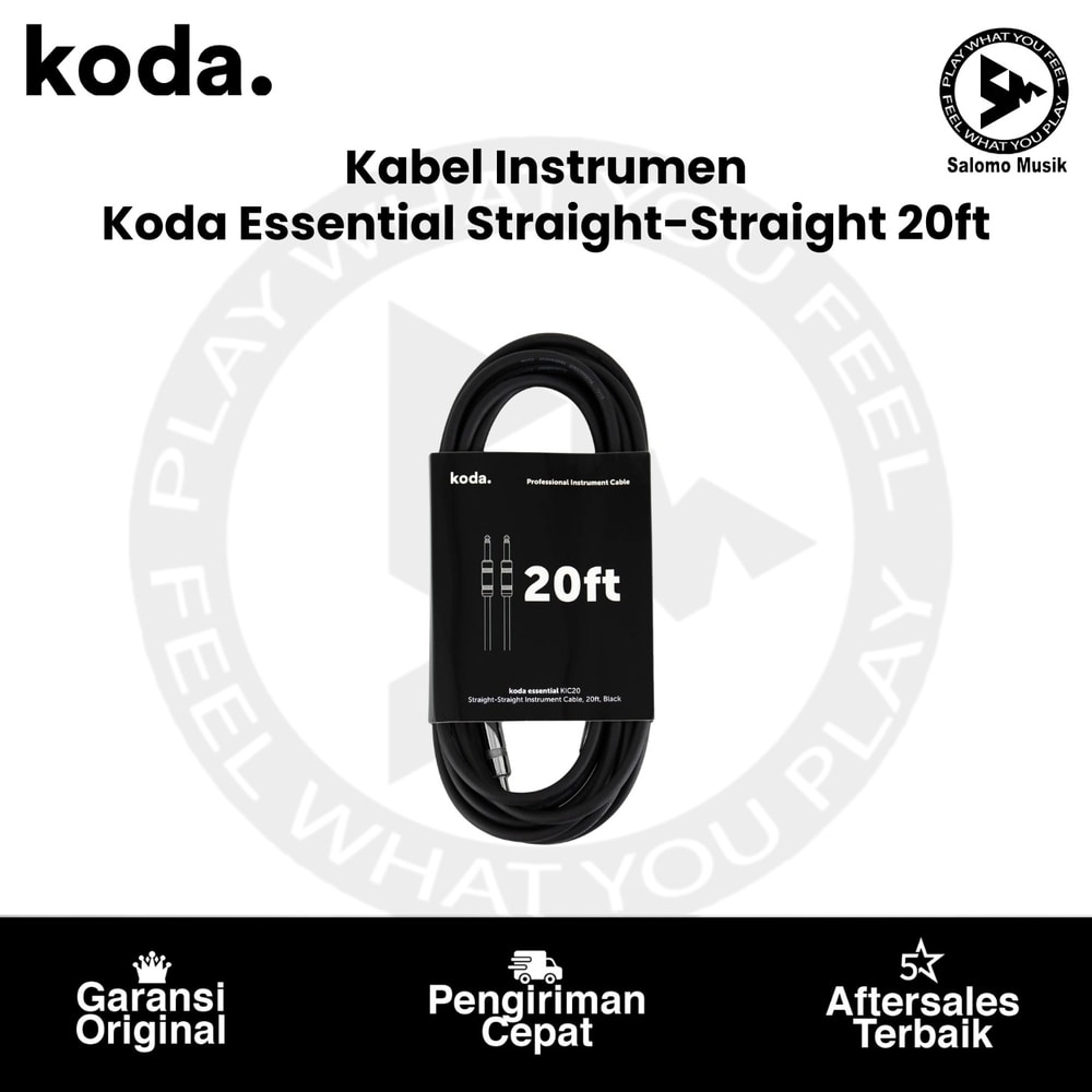Kabel Instrumen Koda Essential KIC20 Straight-Straight 20ft Black