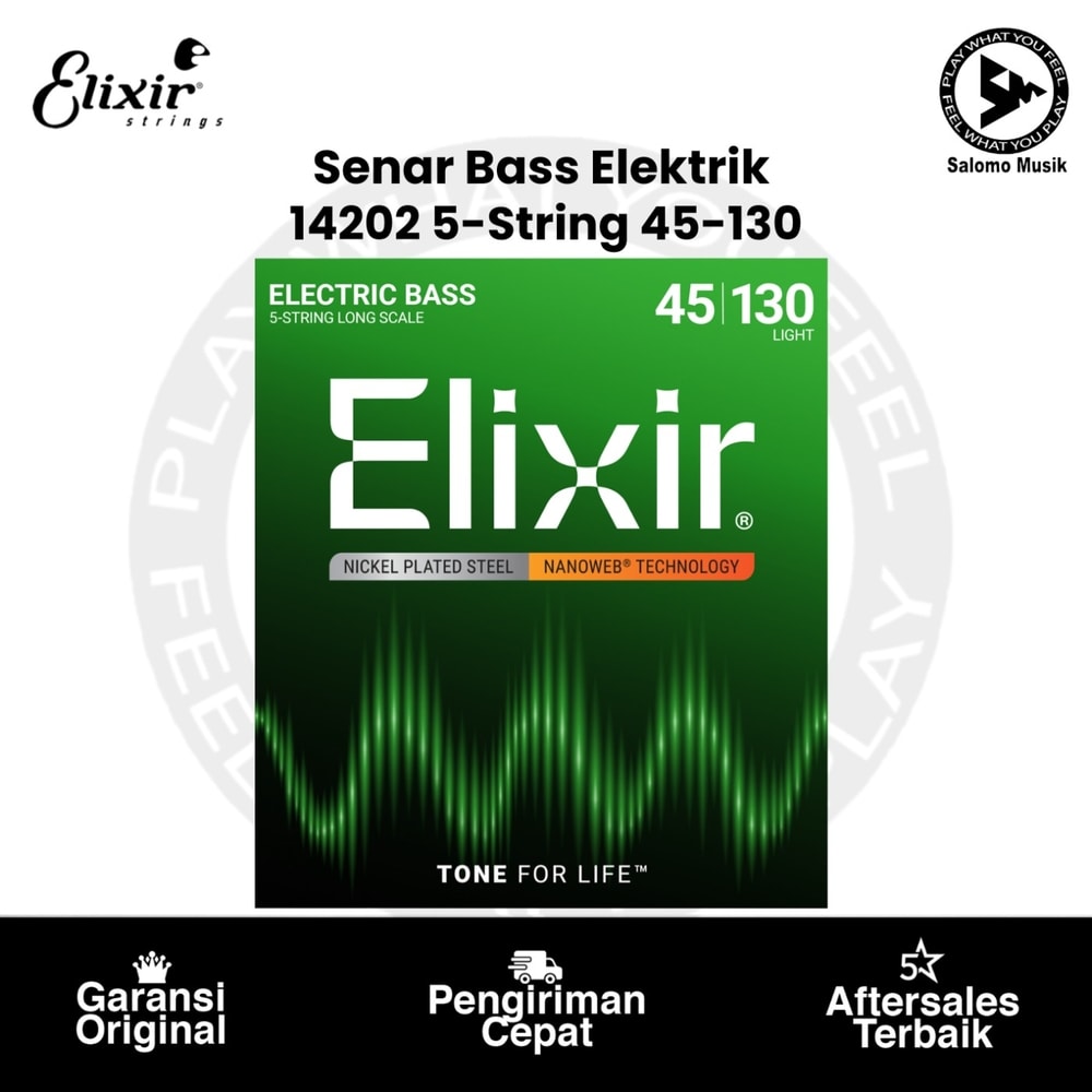 Senar Bass Elektrik Elixir 14202 5-String Nanoweb Light Long Scale 45-130