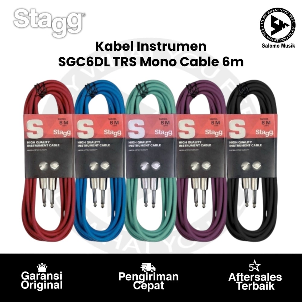 Kabel Instrumen STAGG SGC6DL Deluxe 6M/20FT Varian Warna