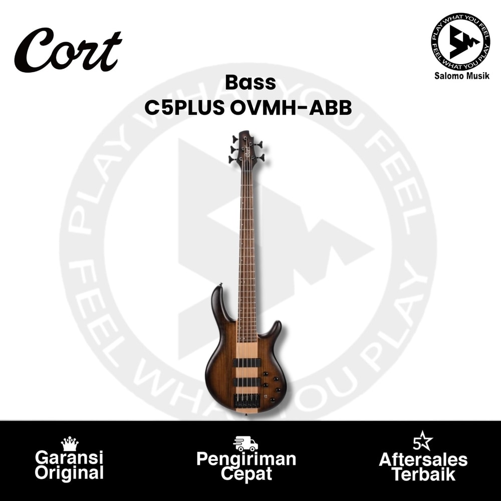 Bass Elektrik 5 String CORT C5 Plus OVMH-ABB Antique Brown Burst Original