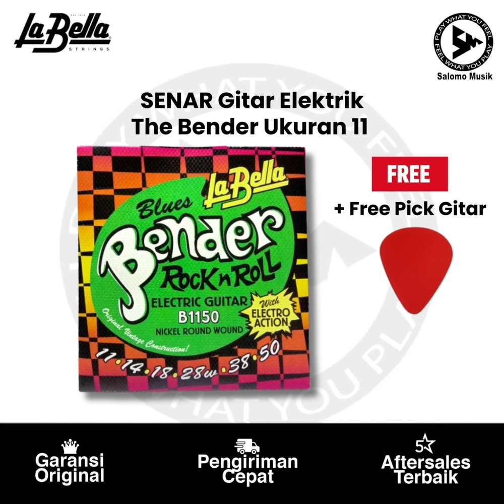 Senar Gitar Elektrik La Bella The Bender Ukuran 11 + Free Pick Gitar