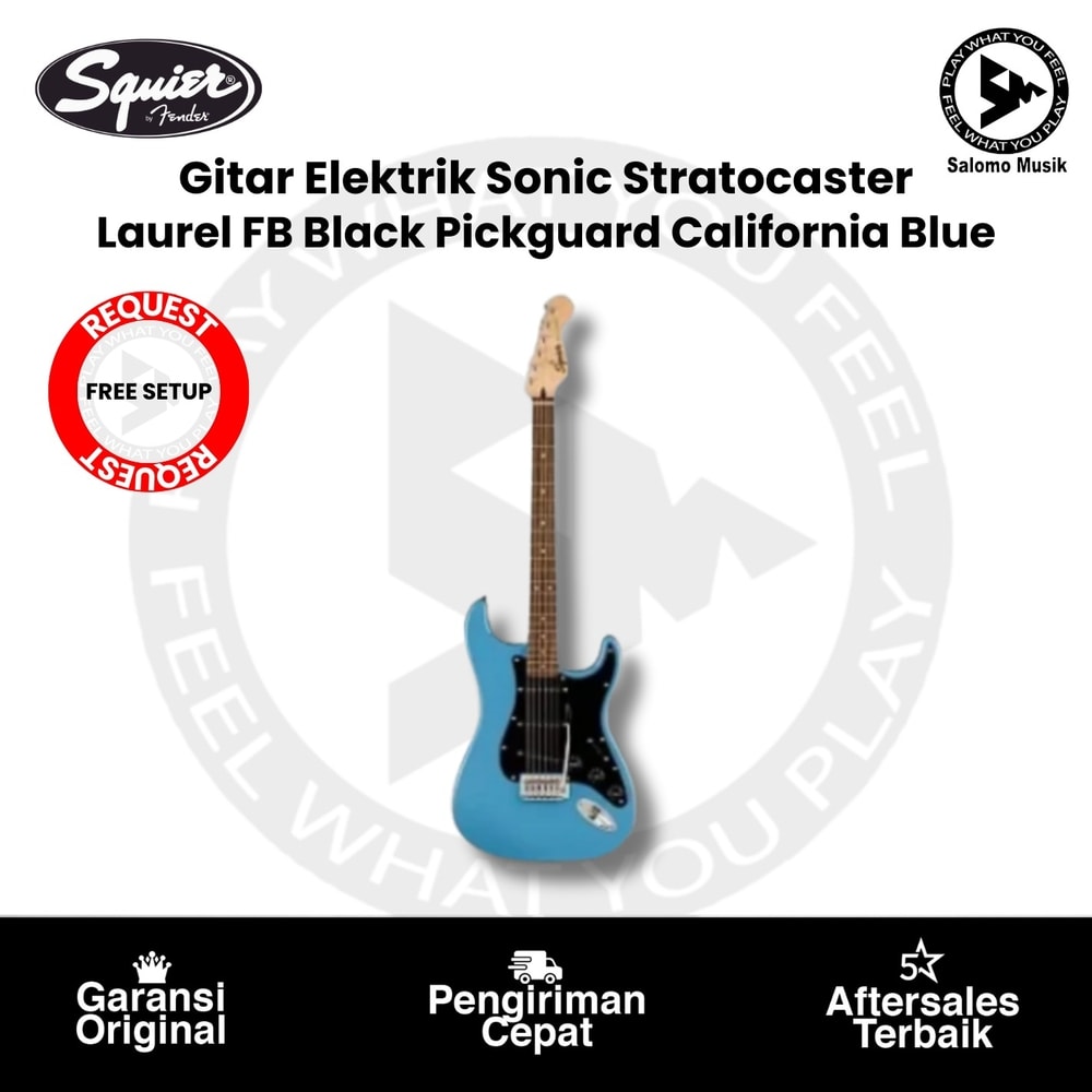 Gitar Elektrik Squier Sonic Stratocaster Laurel FB Black Pickguard California Blue