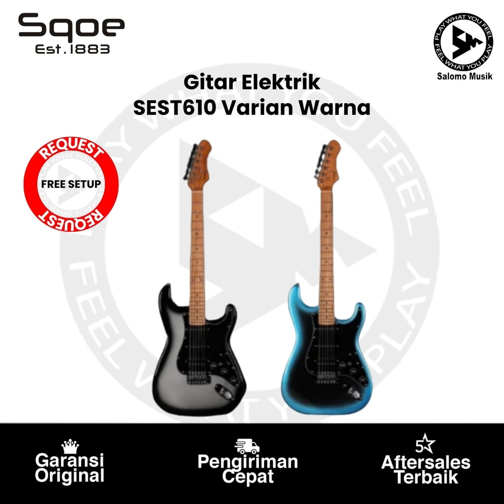 Gitar Elektrik Sqoe SEST610 HSS Roasted Maple Varian Warna Original