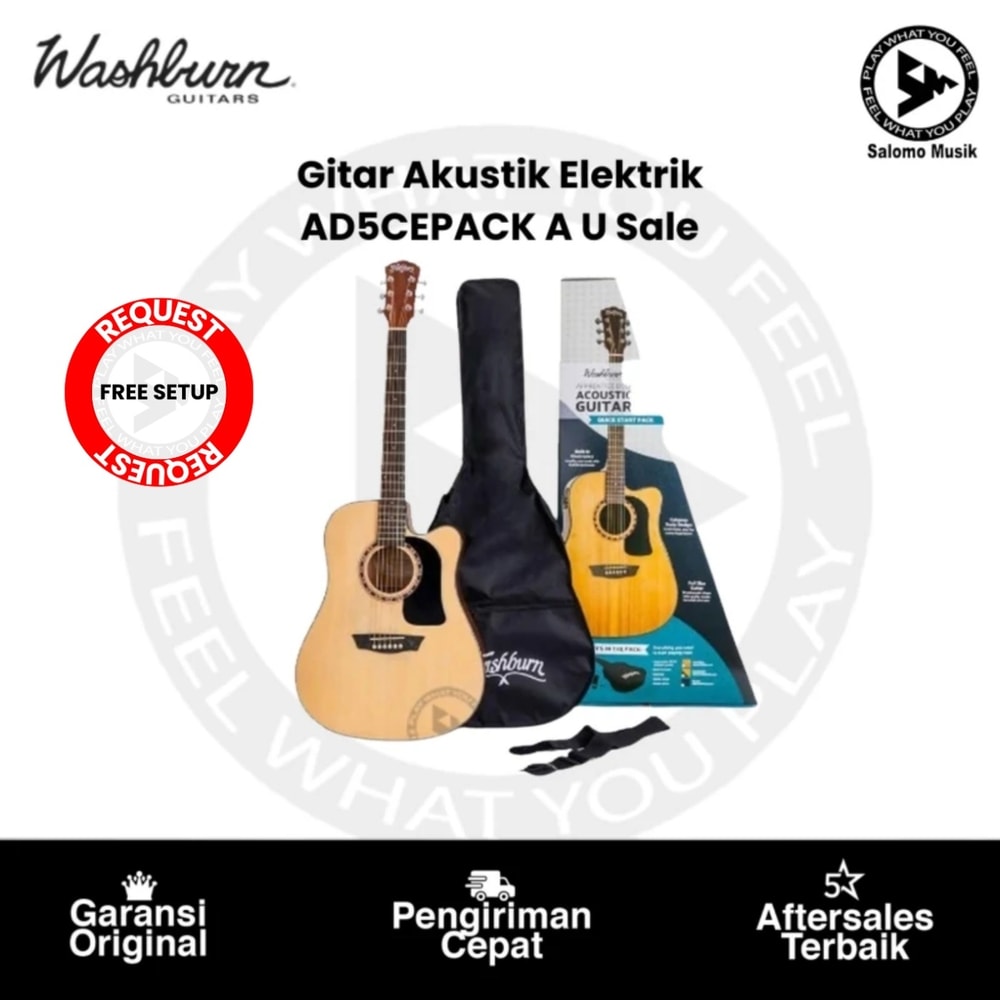 Gitar Akustik Elektrik Washburn AD5CEPACK A U Original + Free Softcase