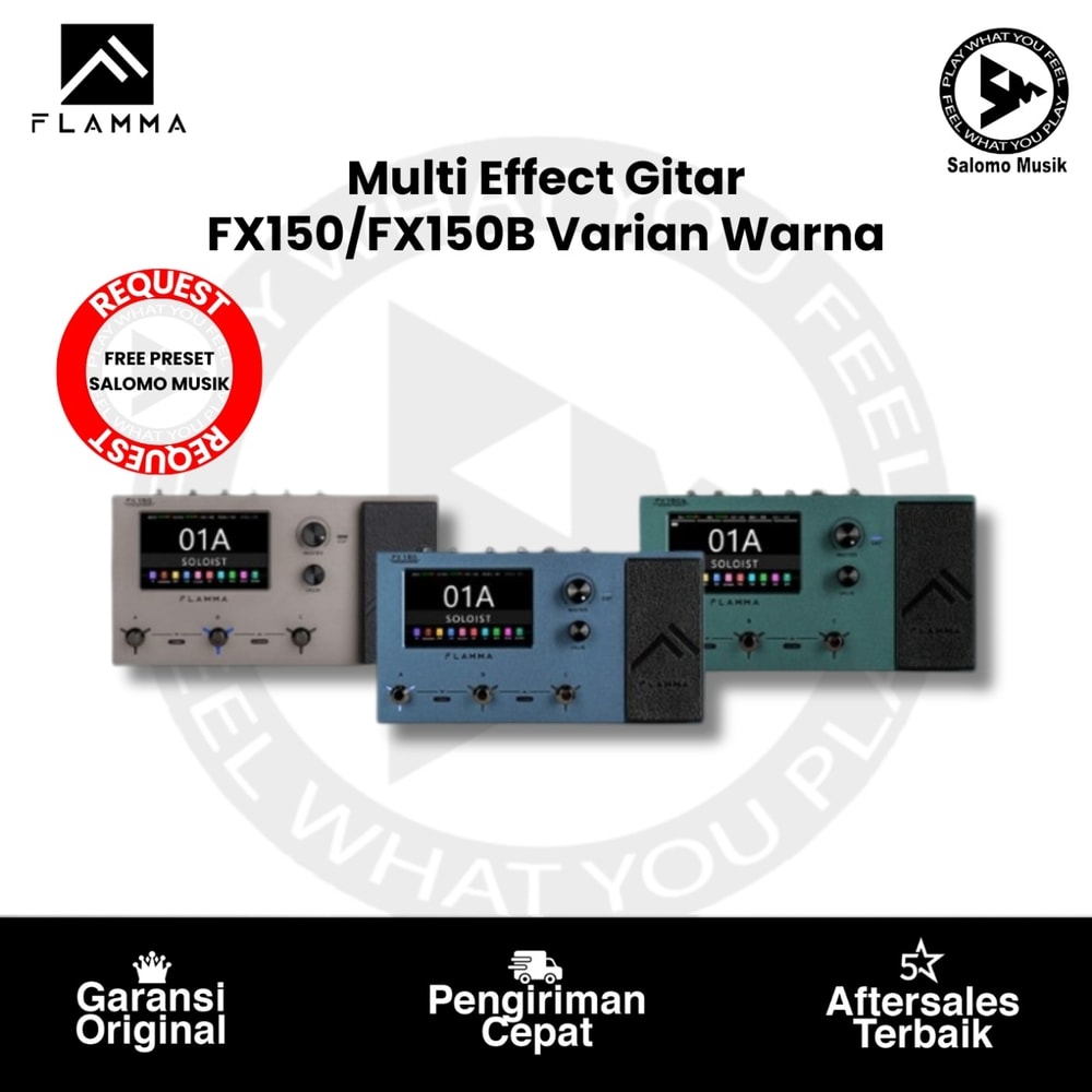 Pedal Multi Effect Gitar Flamma FX150/FX150B Varian Warna Original